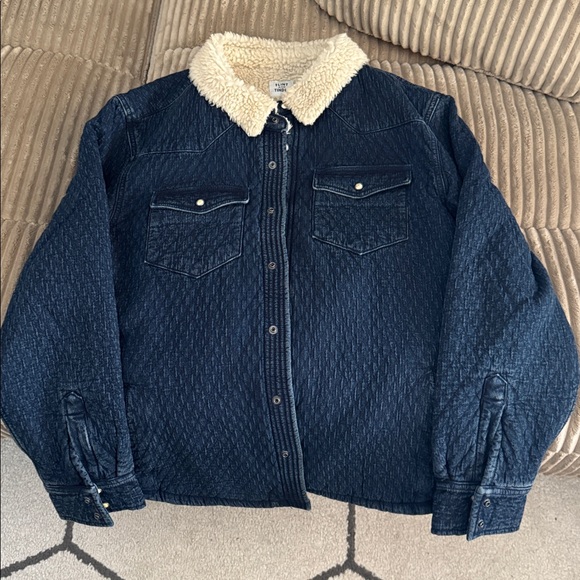 Flint and Tinder UNWORN New Sherpa-Lined Quilted Bone Button Western Shirt Large